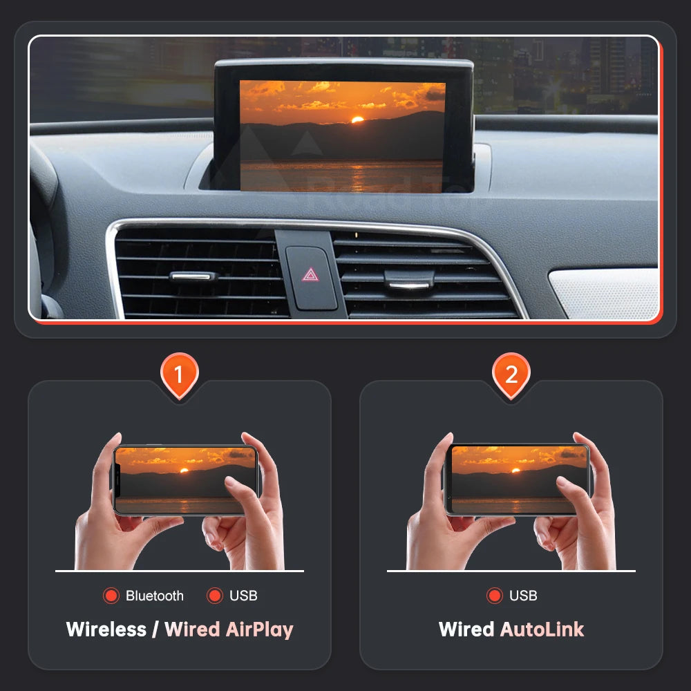 Road Top Wireless CarPlay Android Auto Interface for Audi A1 Q3 2013-2018 RMC with Mirror  | AUTOKITSHOP