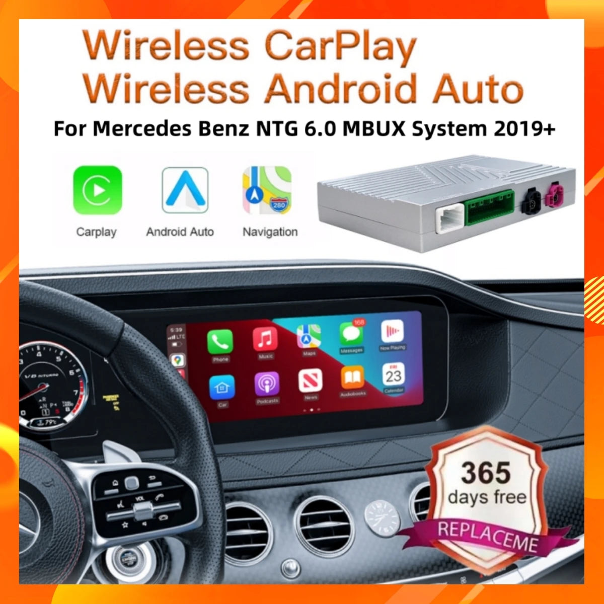 Wireless CarPlay Android Auto For Mercedes Benz 2019-2022 NTG6.0 MBUX System Bluetooth GPS | AUTOKITSHOP