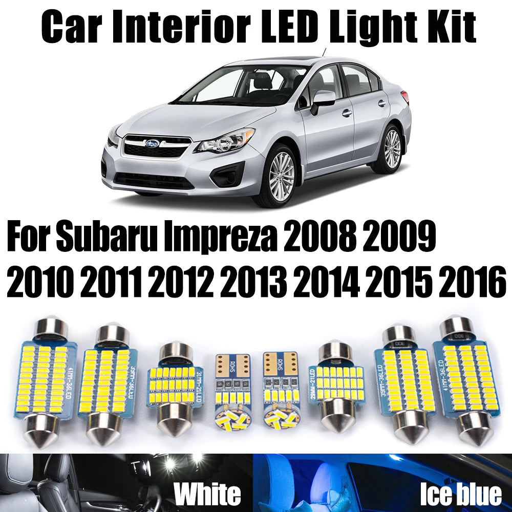 8-Piece LED Interior Light Kit for Subaru - Canbus Error-Free Interior Bulbs