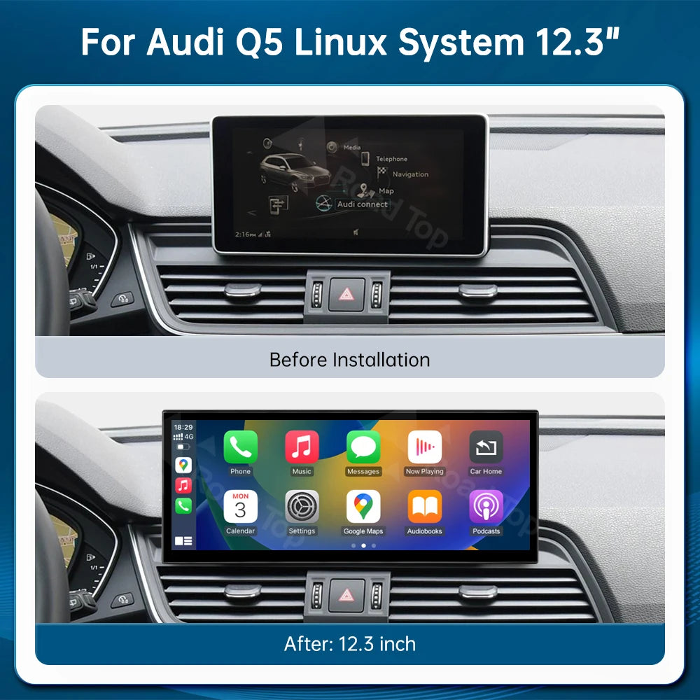 Car Radio Multimedia Display Wireless CarPlay For Audi Q5 2018-2019 12.3'' Linux Touch Scr | AUTOKITSHOP