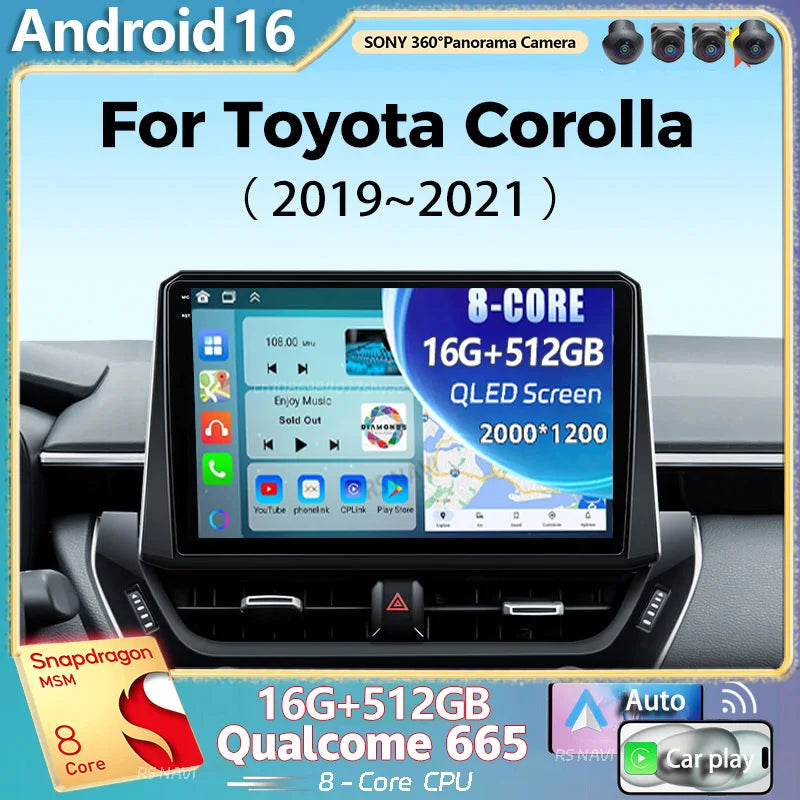 Android 16 For Toyota Corolla 12 Cross 2019-2022 2K QLED Android Car Radio Multimedia Vide