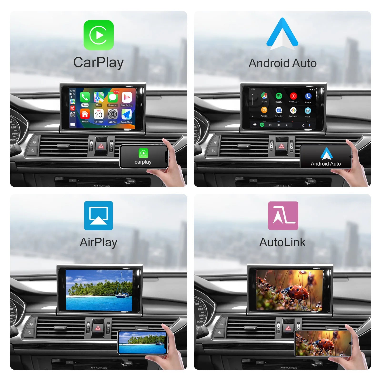 Wireless Carplay Android Auto Interface Retrofit Kits For Audi A6 C7 A7 2012-2016 RMC/HN+R