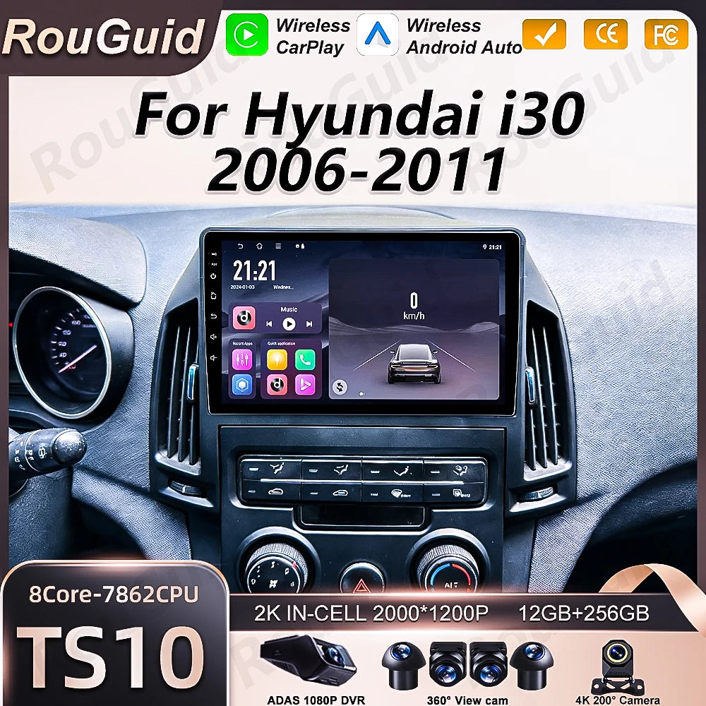 Android 16 Car Radio For Hyundai I30 2006 - 2011 CarPlay Auto Multimedia Player GPS Naviga | AUTOKITSHOP