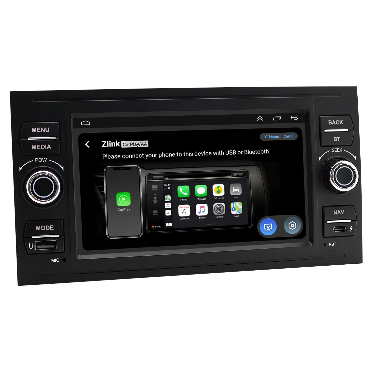 7" Android Car Radio GPS Type-C for Ford Transit 2000-2011 Wireless CarPlay Android Auto Bluetooth Steering Control - 2G