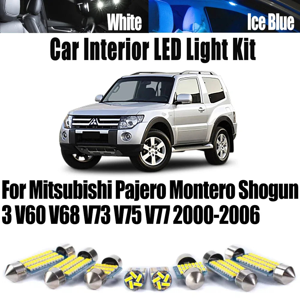 17-Piece LED Interior Light Kit for Mitsubishi Pajero Montero Shogun 3 V60 V68 V73 V75 V77 2000-2006 - Canbus Dome Ma...