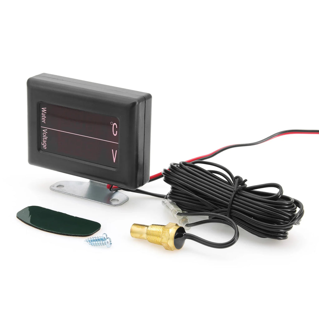 AD 12V 24V Universal Digital Water Temperature Gauge Voltage Voltmeter Gauge for Car + Water Tem - Automotive LED Light