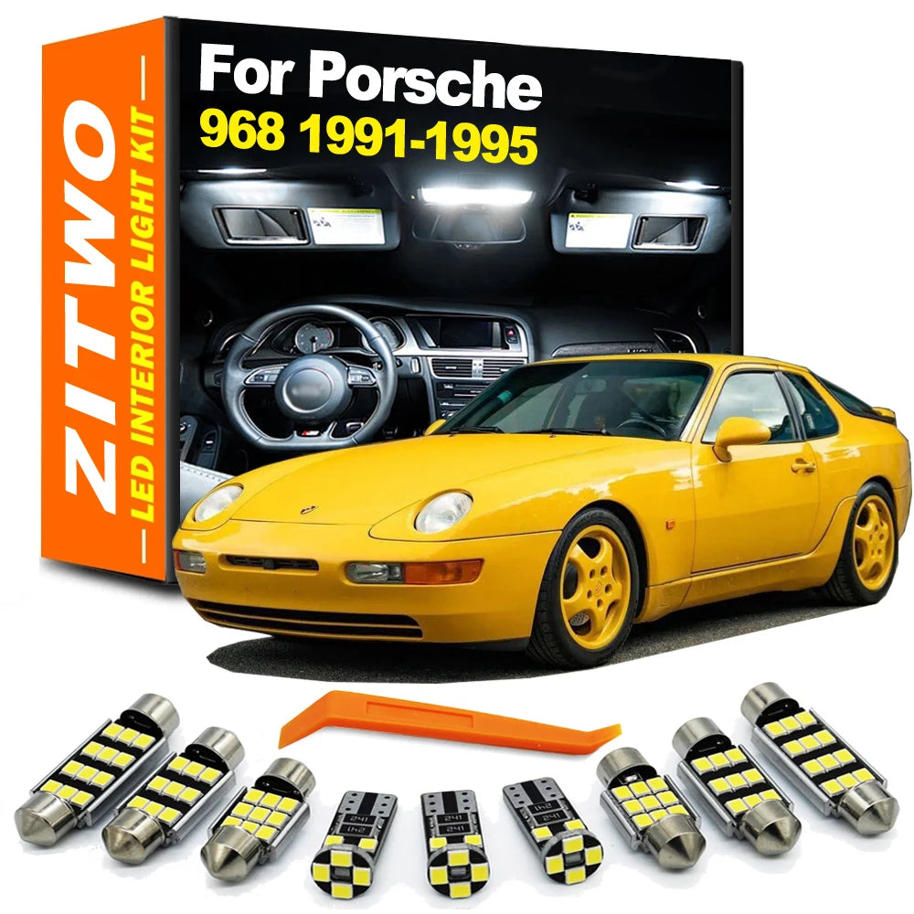 ZITWO 9Pcs Canbus LED Interior Light Dome Map Reading Bulb Kit For Porsche 968 1991 1992 1993 1994 1995 License Plate Lamp