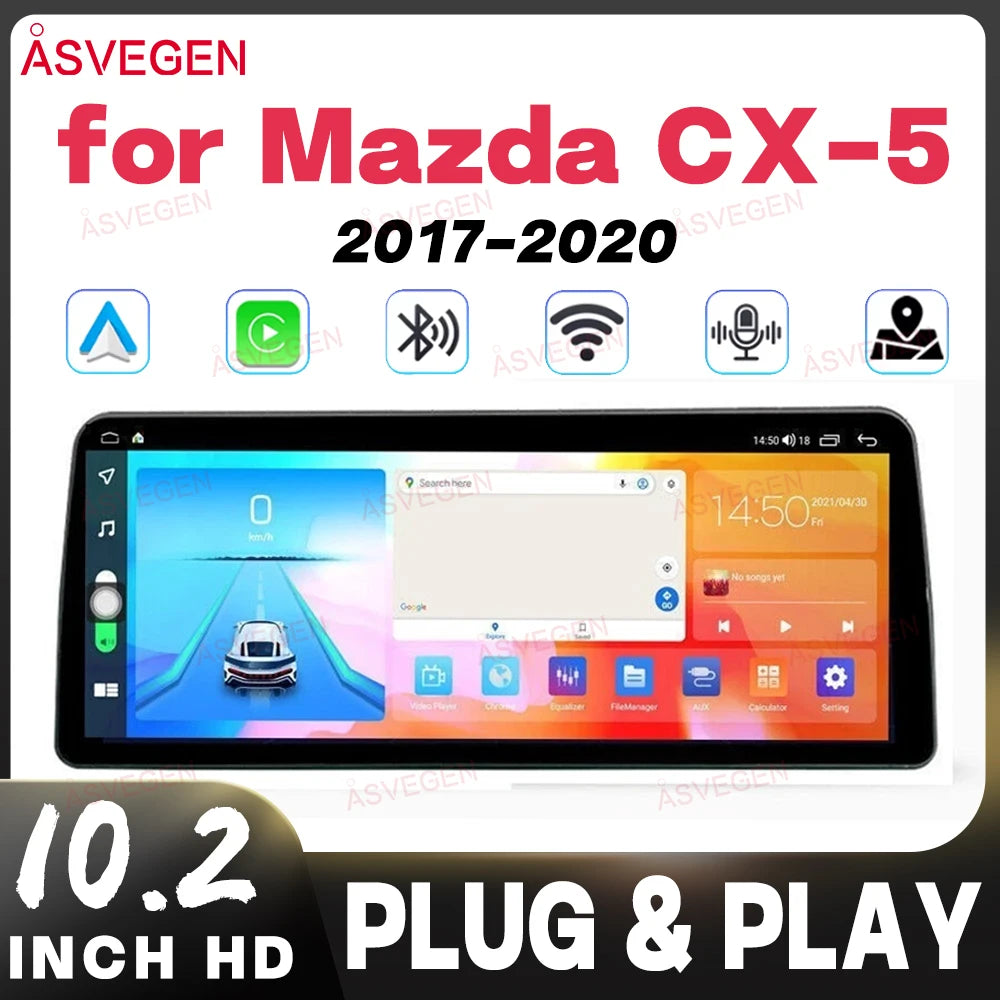 10.25" Android 14 Radio for Mazda CX-5 2017-2020 8-Core Snapdragon WiFi Incell Blue Ray Wi