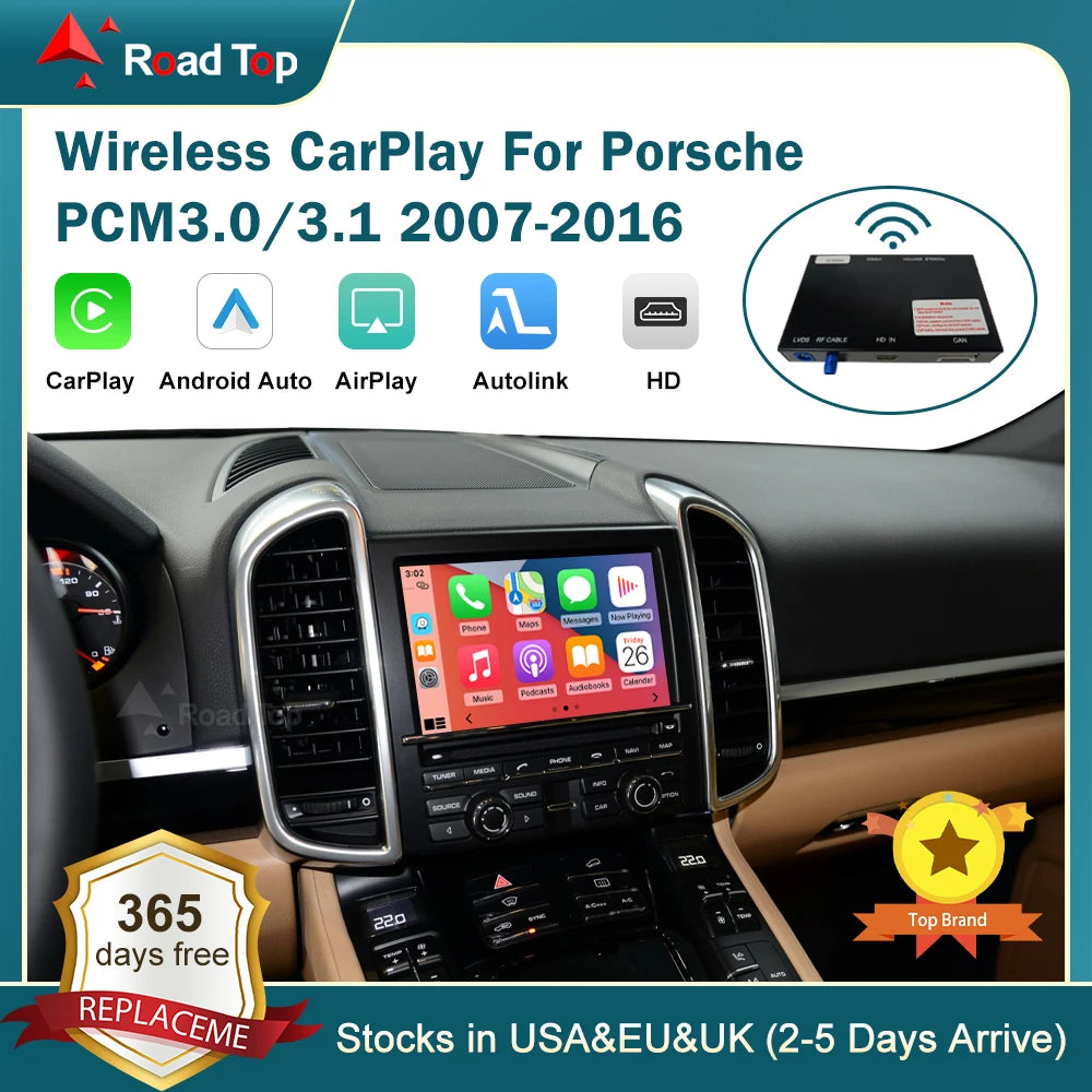 RoadTop Wireless CarPlay for Porsche Boxster 718 Macan Cayman Cayenne 911/918 PCM3.0 3.1 2