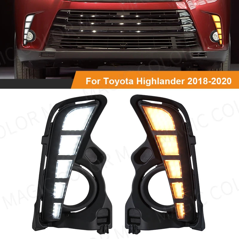 LED Daytime Running Light For Toyota Highlander 2017 2018 2019 DRL Front Bumper Daylights  | AUTOKITSHOP