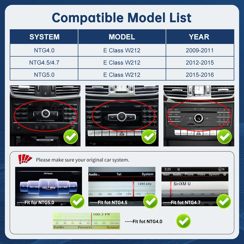 12.3'' Multimedia Display For Benz E Class W212 NTG4.0/4.5/5.0 LHD Touch Screen Wireless C | AUTOKITSHOP