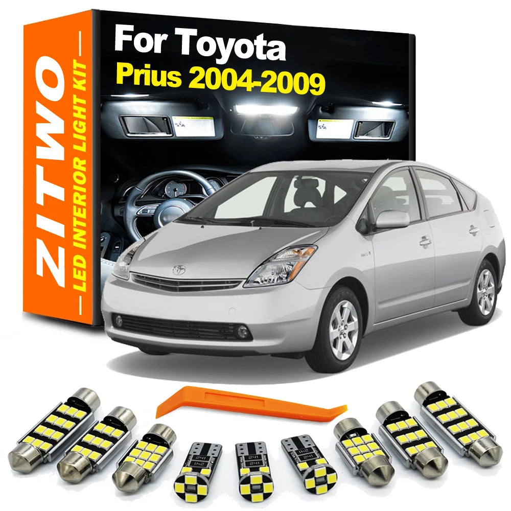 ZITWO 13Pcs For Toyota Prius 2004 2005 2006 2007 2008 2009 LED Bulb Interior Dome Map Reading Trunk Light Kit Canbus No Error