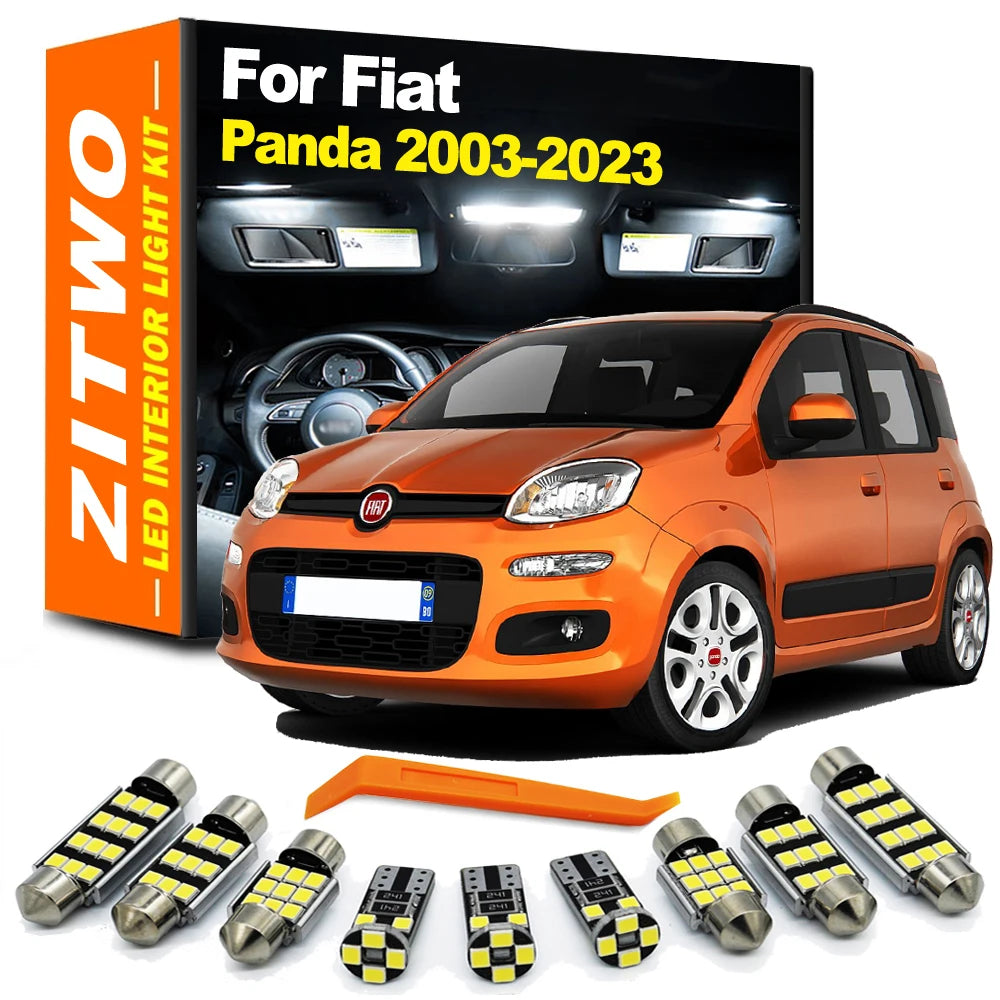 ZITWO LED Interior Light Car Bulb Accessories Kit For Fiat Panda 2003- 2016 2017 2018 2019 2020 2021 2022 2023 Dome Trunk Lamp