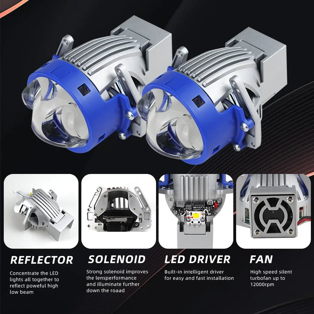 3.0 Inch Bi LED Projector Lenses For Headlight Hella 3R G5 6000K Auto Lamp 70W 30000LM Car