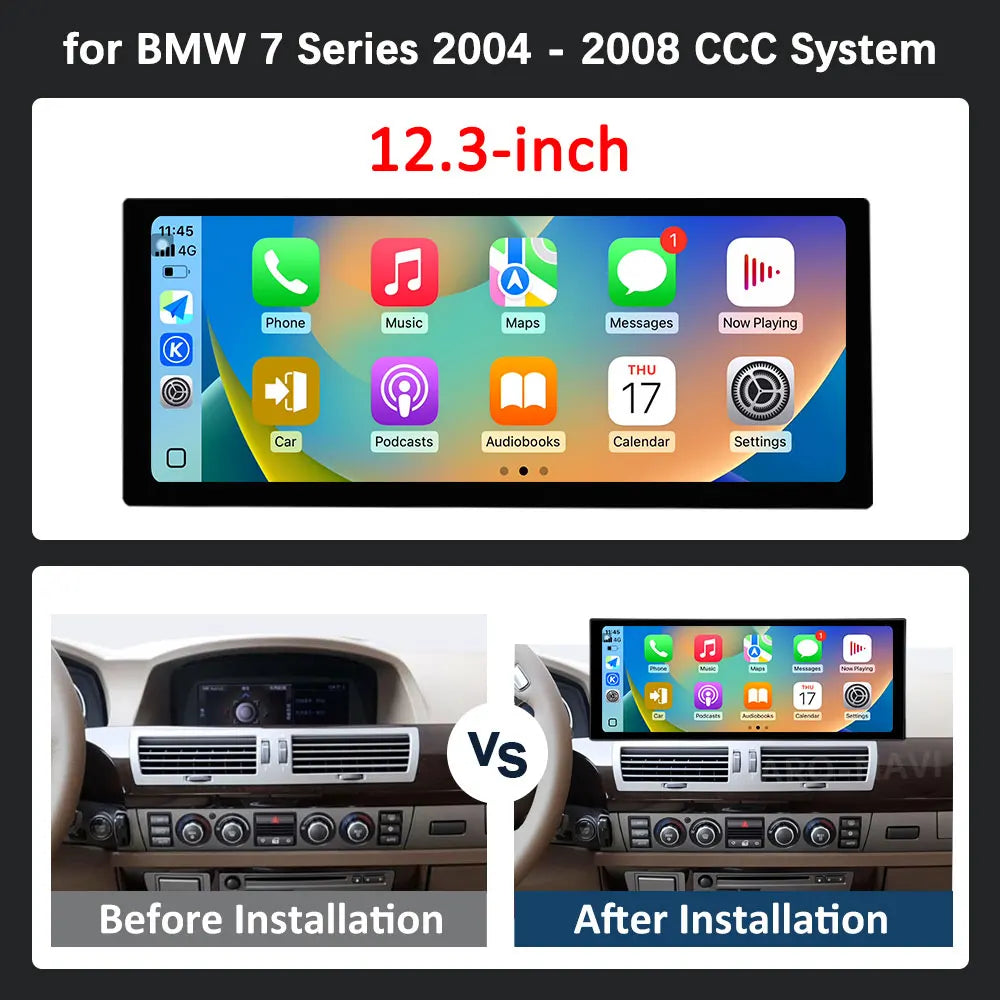Carplay Android 16 for BMW 7 Series E65 E66 2004 - 2008 CCC System Car Multimedia Video Pl