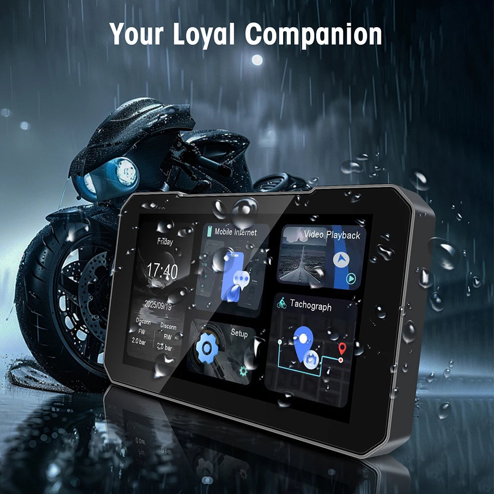5"Motorcycle GPS Navigation Recorder Wireless CarPlay Android Auto Multimedia Player IP67  | AUTOKITSHOP