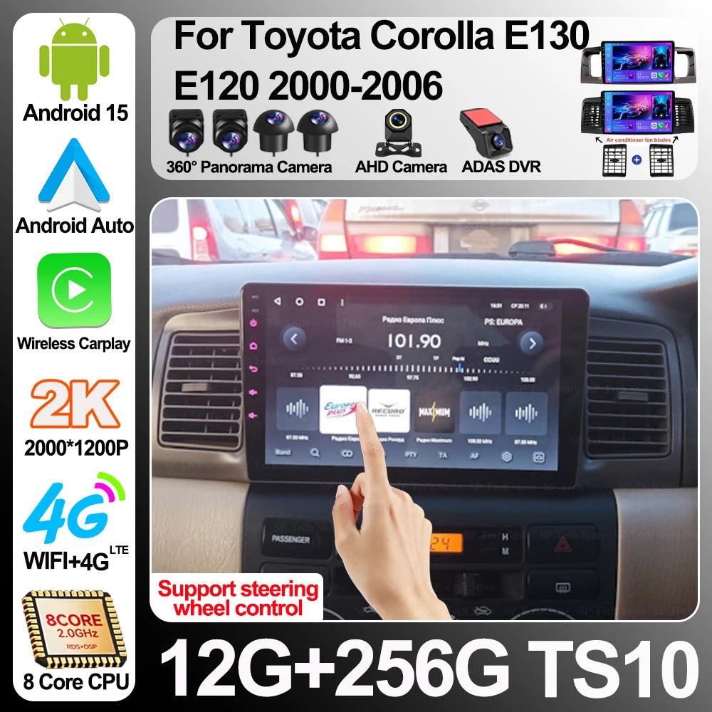 For Toyota Corolla E130 E120 2000-2006 Car Radio Carplay Navigation Gps Carplay Android Au | AUTOKITSHOP