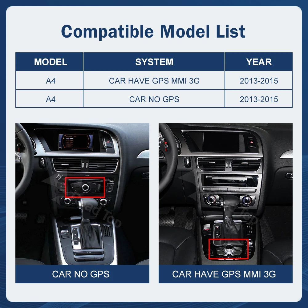 8.9 Inch 12.3"" Multimedia Display Touch Screen For Audi A4 S4 2013-2015 Airplay Miracast  | AUTOKITSHOP