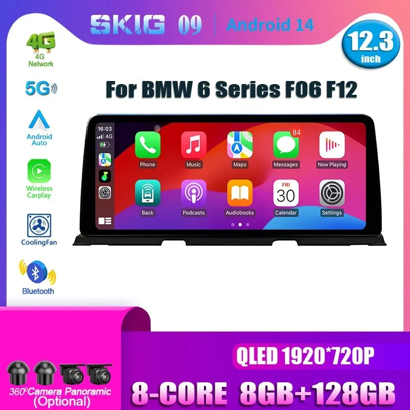 12.3" For BMW 6 Series F06 F12 Android 14 Car Radio Multimedia Navigation Wireless Bluetoo