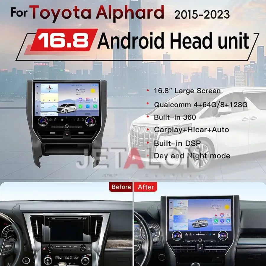 16.8inch Car Radio Navi GPS Android 13 Auto Multimedia For Toyota Alphard Vellfire Upgrade | AUTOKITSHOP