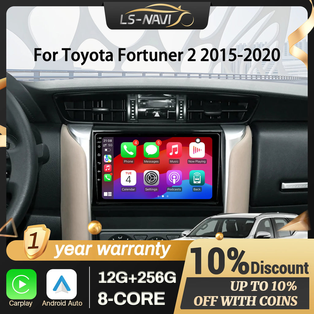 For Toyota Fortuner 2 2015-2020 Android 14 Car Radio Multimedia Navigation Wireless CarPla