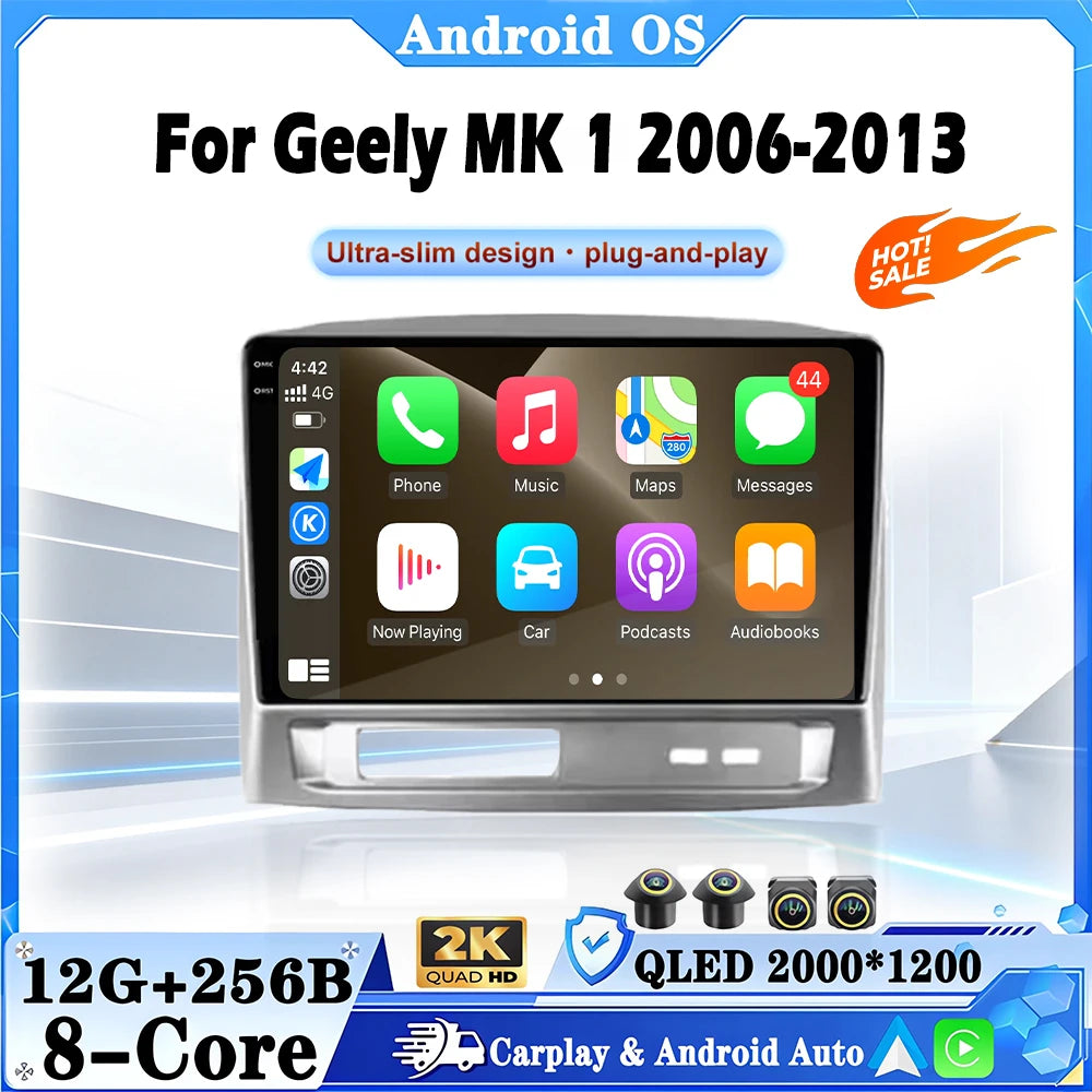 Android 16 Carplay For Geely MK 1 2006-2013 Car Radio GPS Navigation Auto Stereo Multimedi