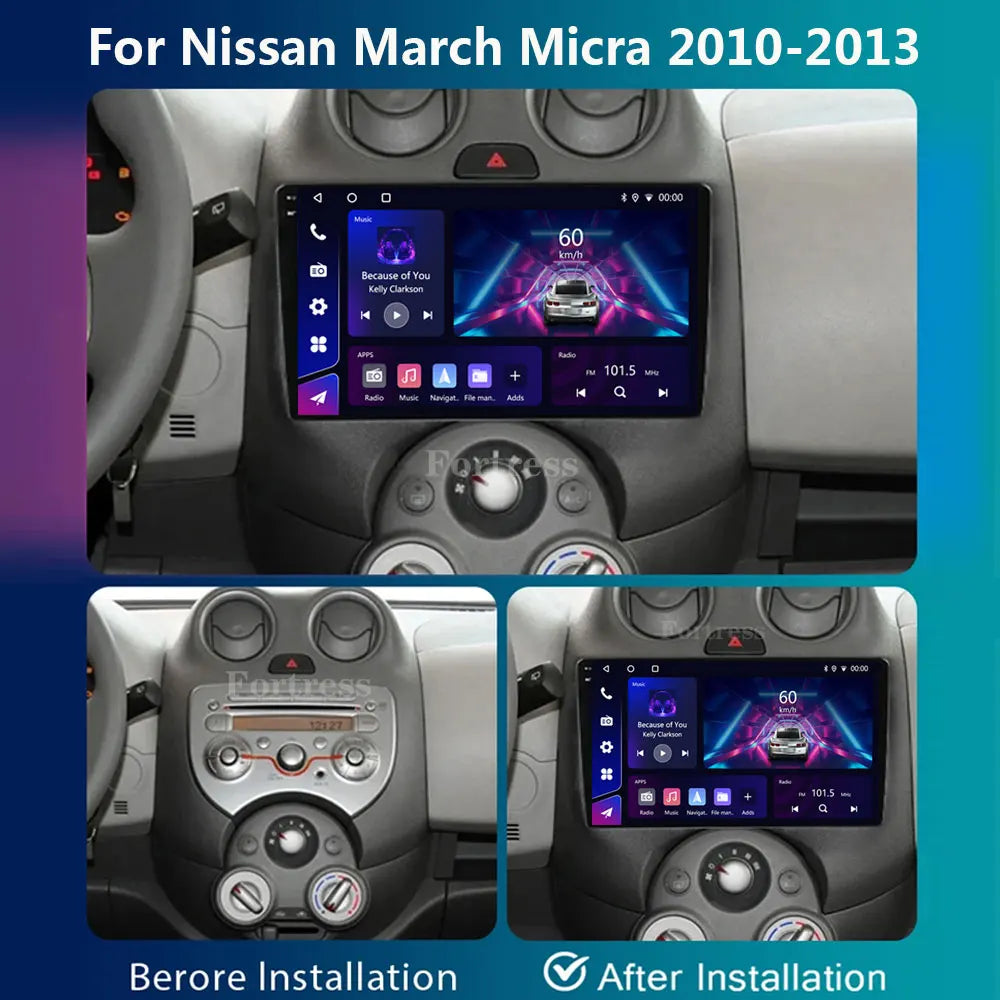 Android 16 WIFI+4G 2 Din For Nissan March K13 2010-2013 Carplay Auto Car Radio GPS Navigat