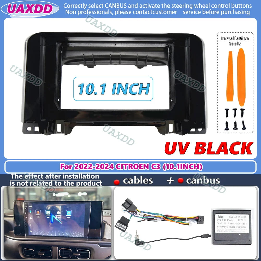 For 2022-2024 CITROEN C3 10.1INCH Car stereo MP5 Android frame panel fascia cable video ha