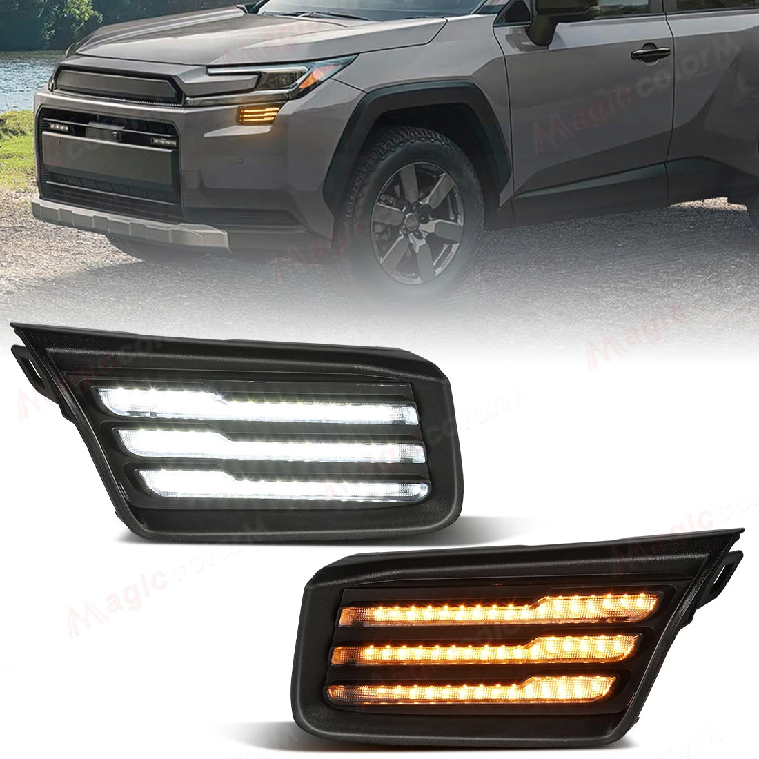 LED DRL Turn Signal For Toyota RAV4 Woodland 2026 2027 Daytime Running Lights Fog Lamps Fr | AUTOKITSHOP