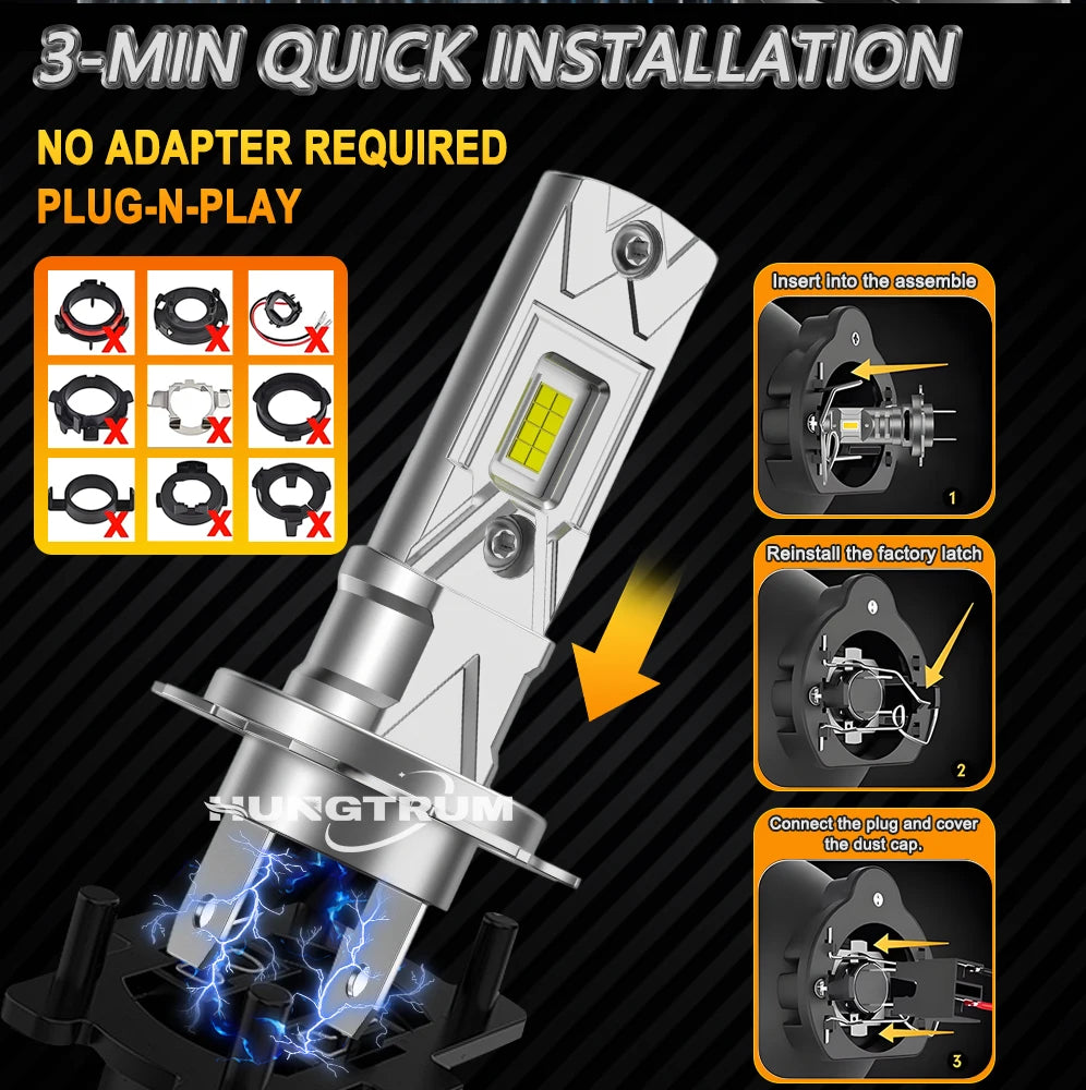 Ampoule LED H7 High Power 300000LM H1 H49003 HB2 CANBUS LED Headlights 6000K Upgrade Spotl