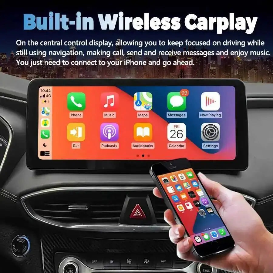 Android 15 For Hyundai Santa Fe 2017 2018 2019 2020 2021 Octa Core 12.3 Inch QLED DSP Car