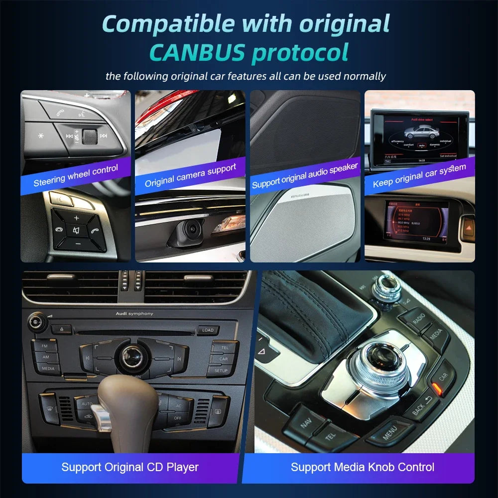 256G Wireless Carplay For Audi Q5 2008-2017 Car Radio Screen Android Auto Multimedia Playe