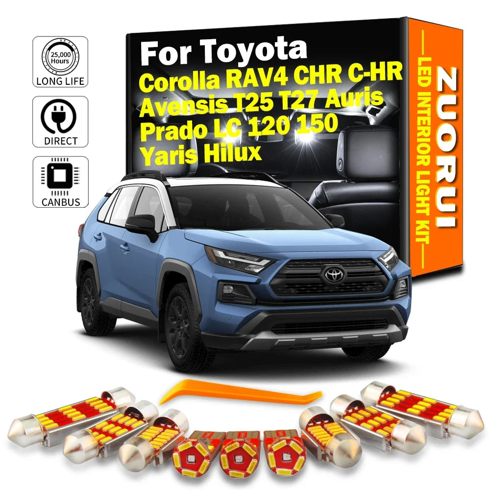 LED Interior Light Kit for Toyota RAV4 CHR C-HR Corolla Avensis T25 T27 Auris Prado LC 120 150 Yaris Hilux Car Bulbs ...