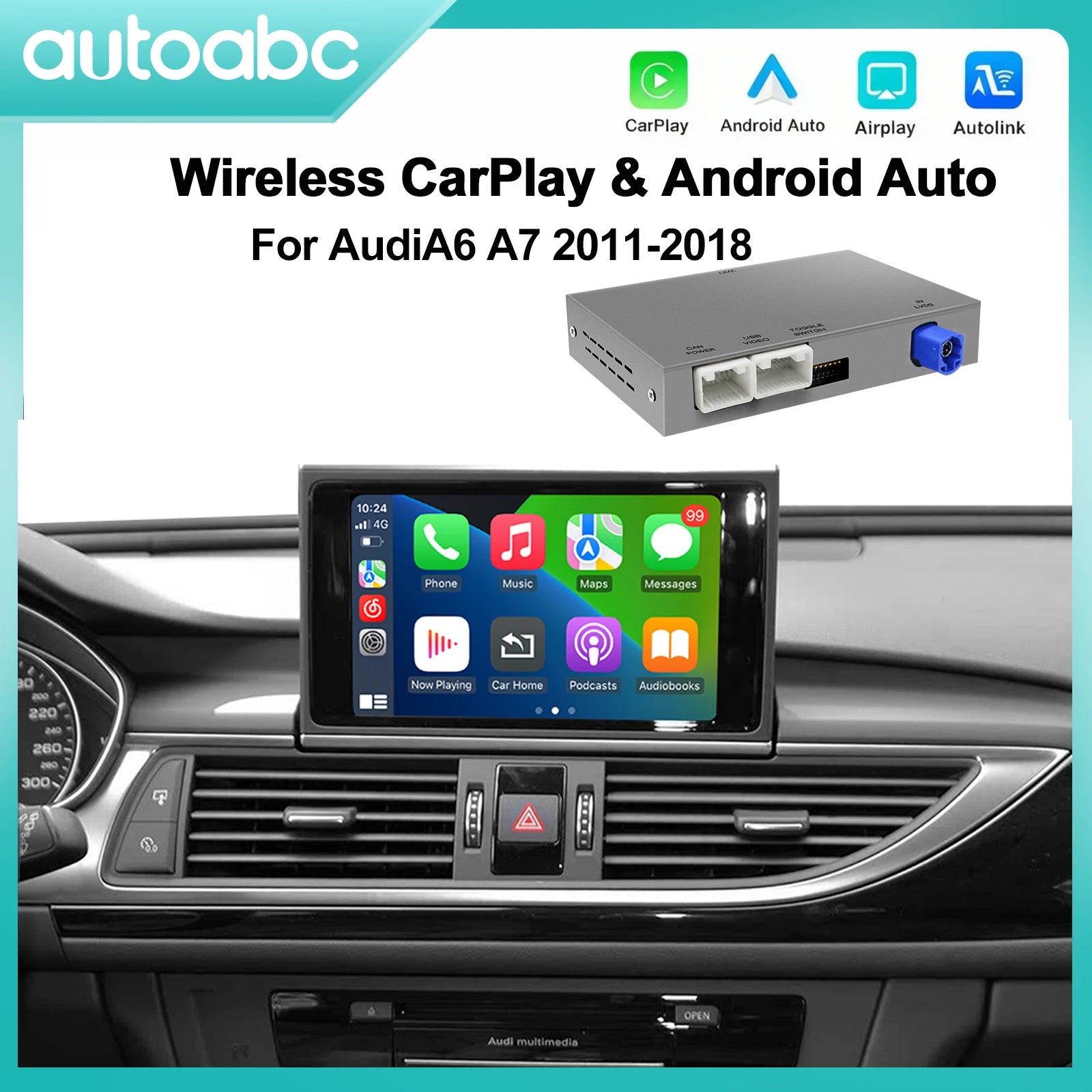 Wireless CarPlay for Audi A6 A7 2016-2018, Android Auto Interface Mirror Link AirPlay BT U | AUTOKITSHOP