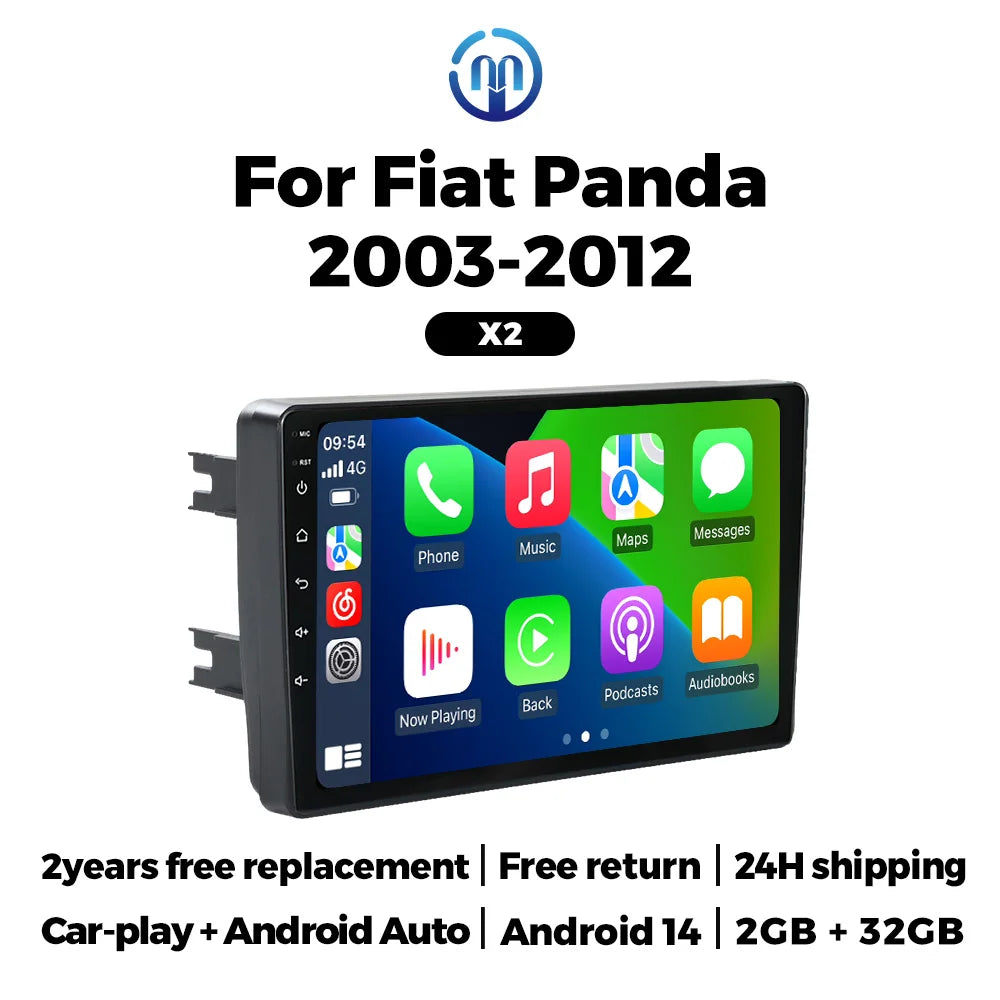 9'' Car Radio Android 14 for Fiat Panda 169 2003 2004 2005- 2012 Carplay Auto GPS Navigati | AUTOKITSHOP