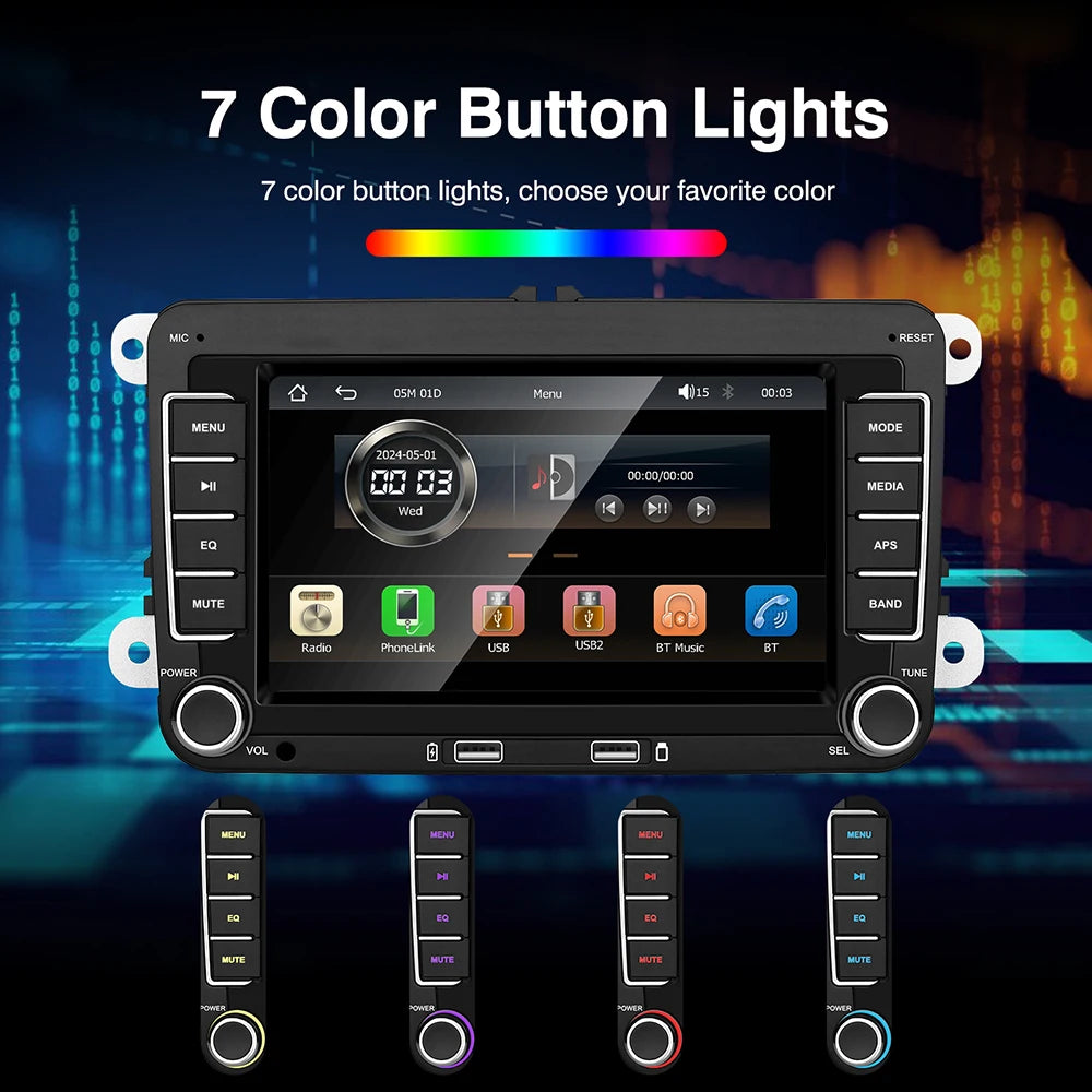 7" 2 Din HD Car Media Video RDS Airplay Car Radio CarPlay Android Auto Stereo Audio For Volkswagen/Seat/Skoda/Passat/Golf/Polo