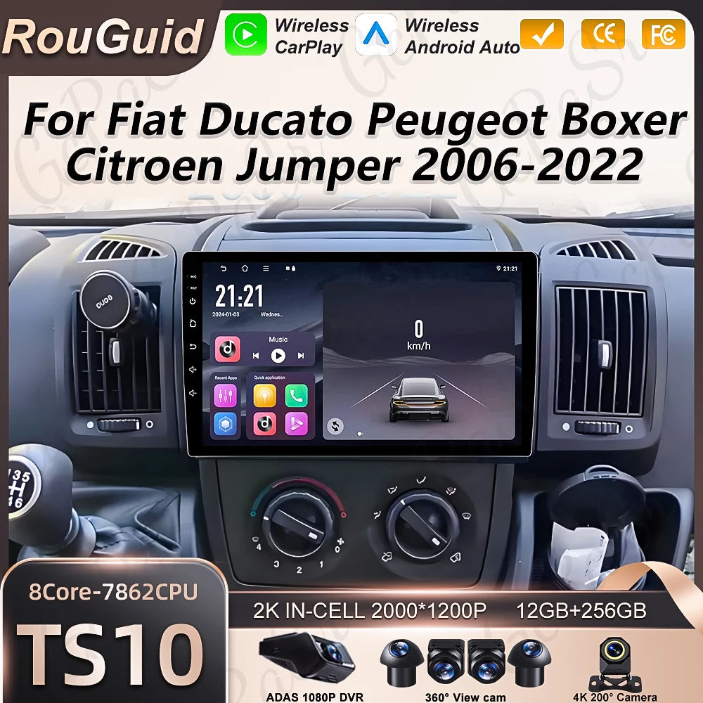 Carplay Android 16 For Fiat Ducato Peugeot Boxer Citroen Jumper 2006 2007 2008 - 2022 Mult | AUTOKITSHOP