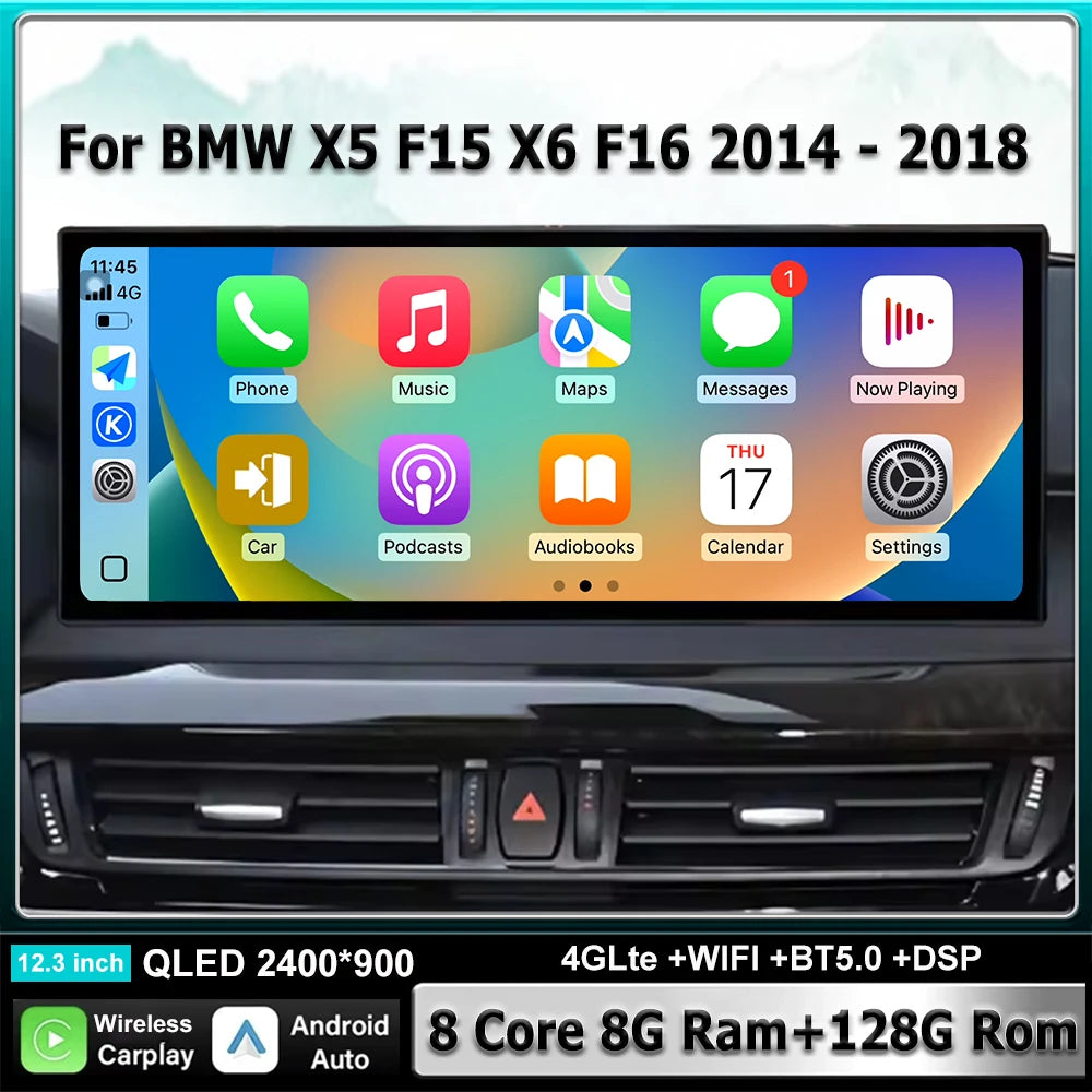 Car Radio Android 16 Carplay Auto For BMW X5 F15 X6 F16 2014 - 2018 NBT/EVO System Multime
