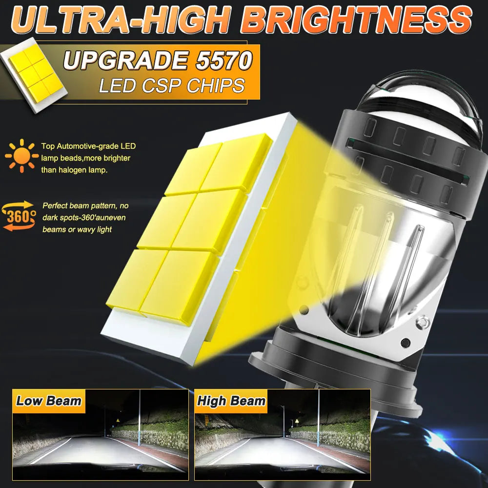 H4 Auto Lamp Mini Lens LED H4 Bulbs Headlight 800000LM Car Motorcycle Hi/ lo beam Dual Pro