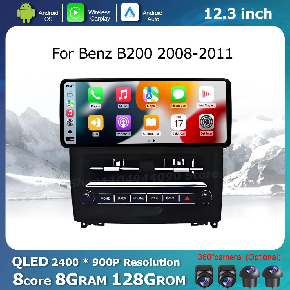 for Benz B200 2008-2011 Multimedia Radio Player Car Touch Display Screen GPS Navi WiFi Wir