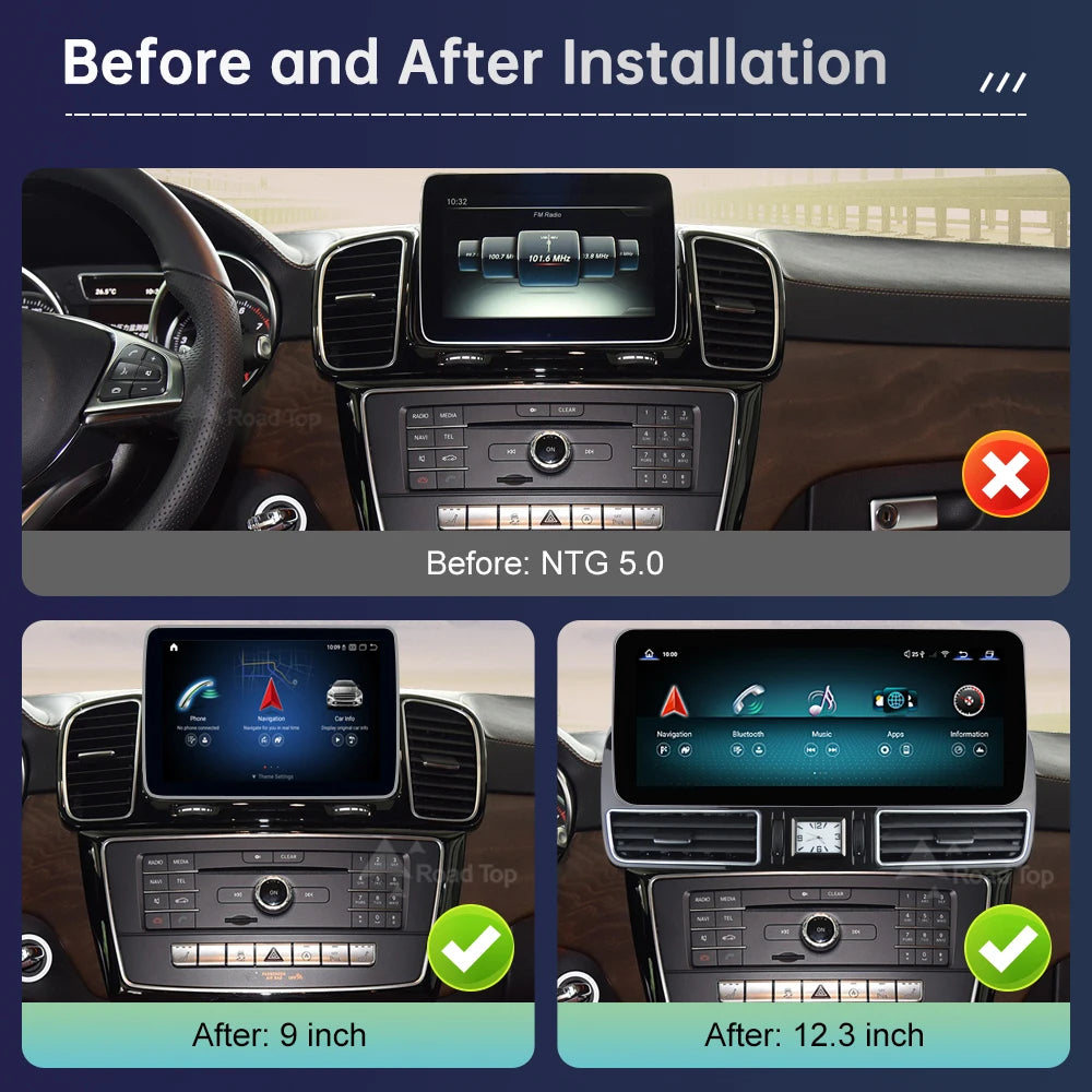 Road Top Android 13 Touch Screen Car Radio for Mercedes Benz GLE GLS 2016-2019 GPS Wifi LT