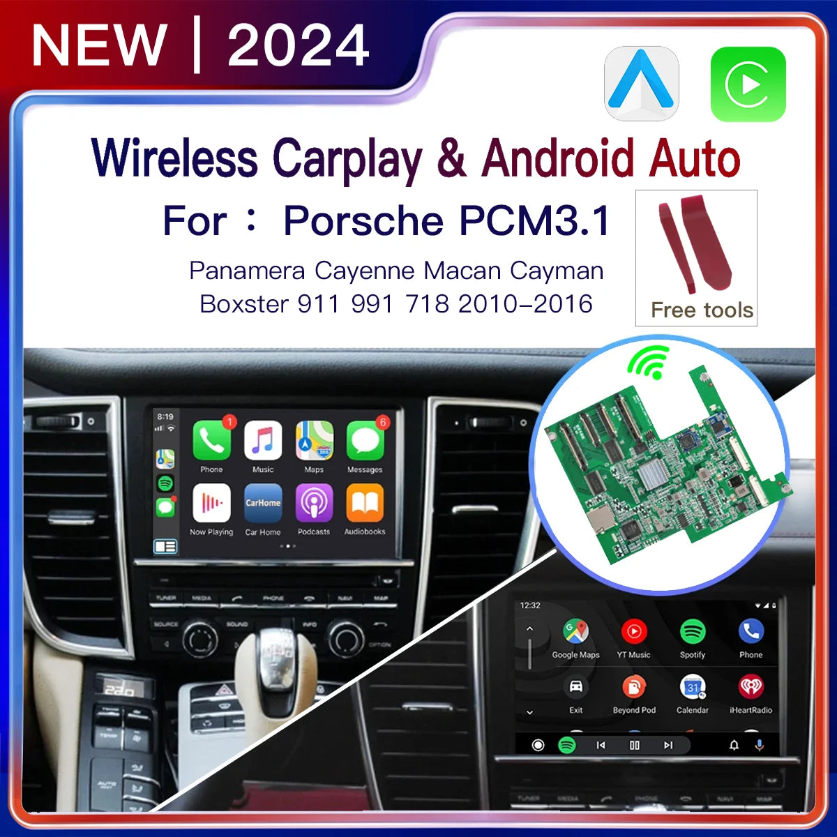 Wireless Carplay Android auto Module For Porsche PCM3.1 Panamera Cayenne Cayman Macan Boxs
