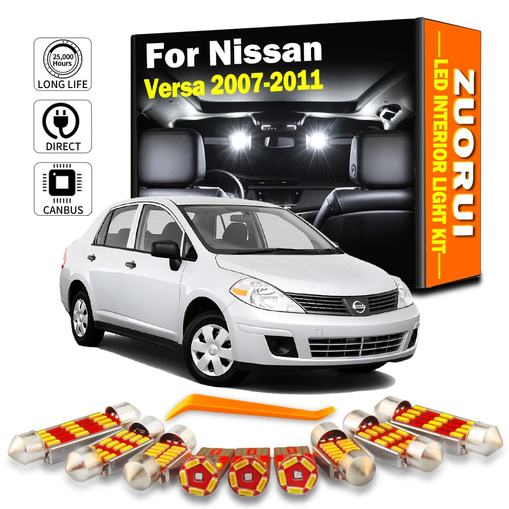 8-Piece LED Interior Light Kit for Nissan Versa - Canbus Error-Free Bulbs | AUTOKITSHOP