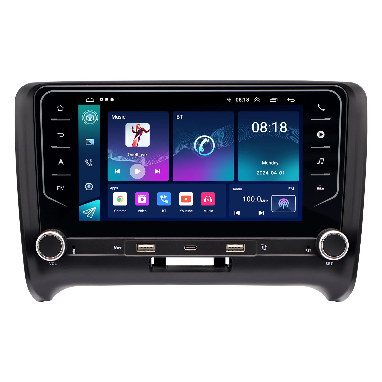 7" Android Car Radio GPS for Audi TT 2008-2014 Type-C Wireless CarPlay Android Auto Bluetooth Steering Control - 2GB 64G