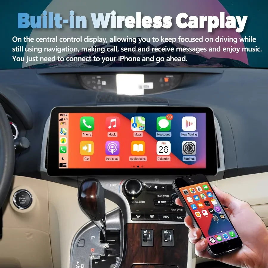 12.3inch Android 14 Wide Screen For Toyota Venza 2008-2016 Multimedia Car Video Player 2Di