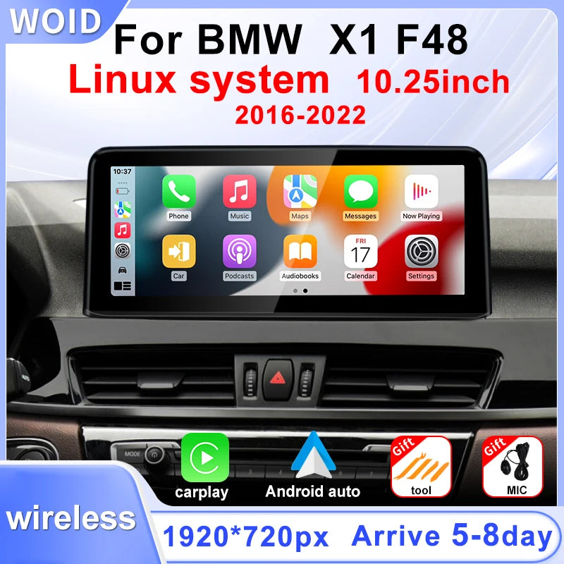 Android Auto Wireless Carplay Car Multimedia Player For BMW X1 F48 NBT EVO 2016-2022 10.25