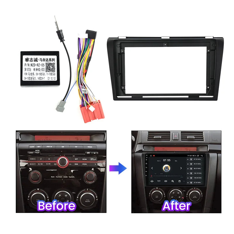 9'' Car Radio Fascia Frame for MAZDA 3 2004-2009 Stereo Panel Dash Installation Refitting