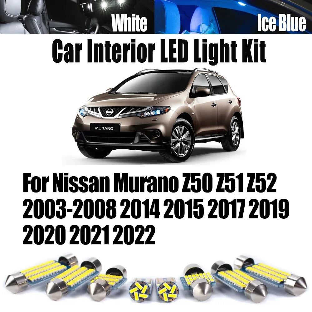 LED Interior Light Kit for Nissan Murano Z50 Z51 Z52 2003-2017 - Canbus Dome Map Door Trunk Bulbs | AUTOKITSHOP