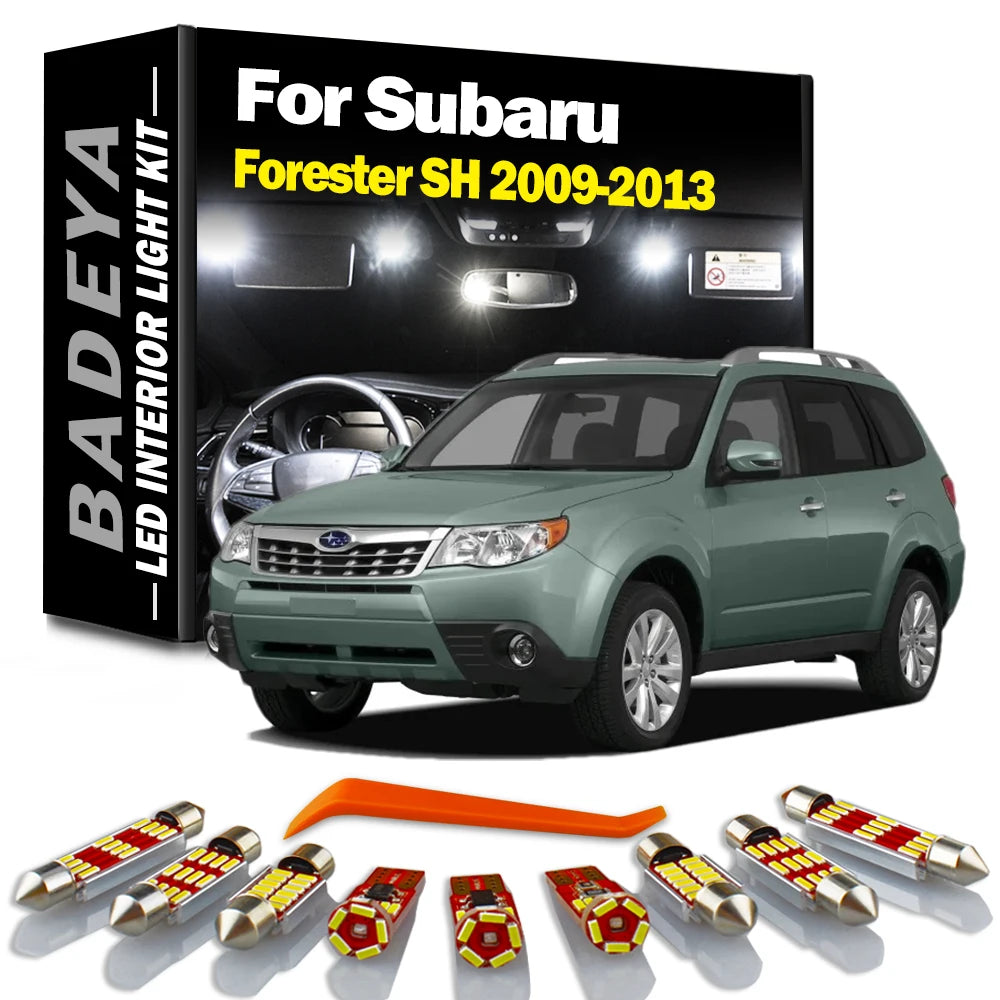 BADEYA 10Pcs LED Interior Dome Map Luggage Number Plate Light Kit For Subaru Forester SH 2