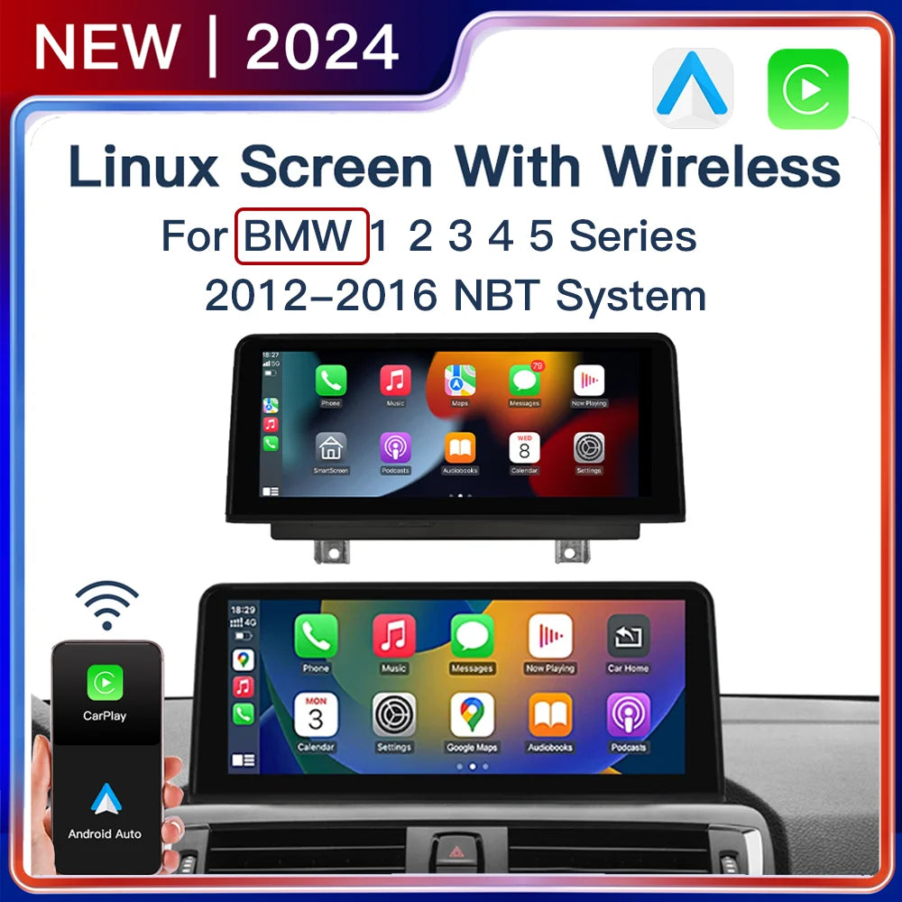 Wireless Carplay Android Auto Car monitor Multimedia for BMW1 2 3 4 5 Series F10/F11/F20/F